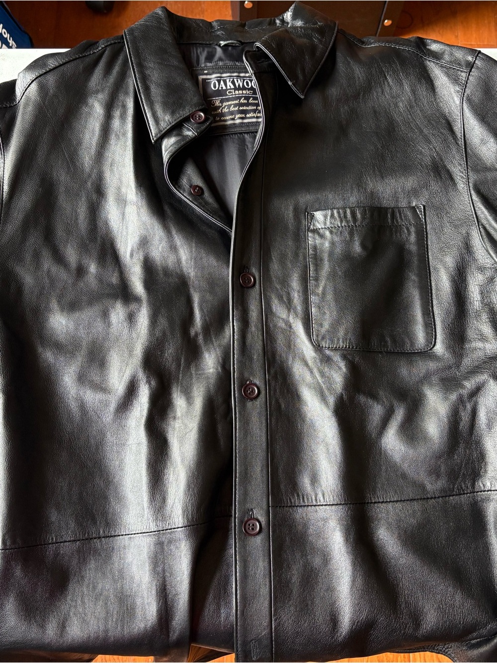 Oakwood Classic Leather Jacket - Men’s XL - Black Button-Front
